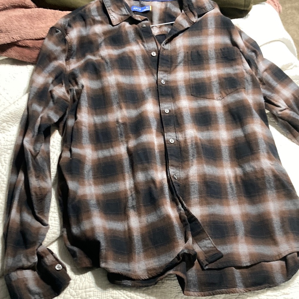 Brown and black checkered shirt